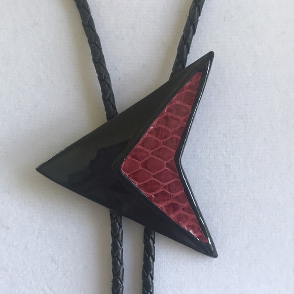 Vintage 80s/90s Hand Crafted Ceramic Bolo Tie and Earrings Set - Picture 9 of 9